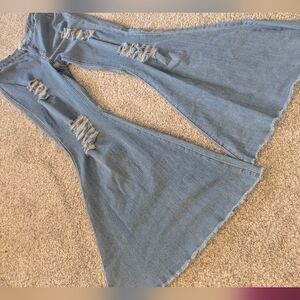 Rue21 Blue Distressed Flare Jeans Size 1